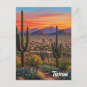 Carte Postale Sunset Tuscon Skyline Arizona Travel