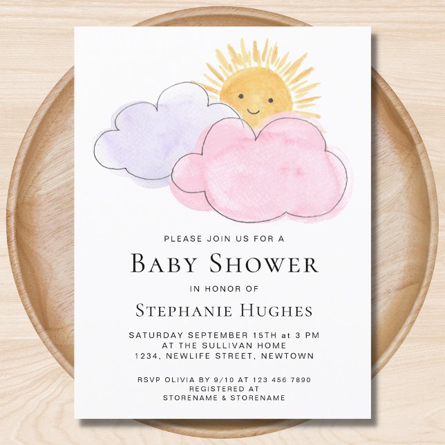 Carte Postale Sunshine et nuages Invitation Baby shower de la fi (Créateur téléchargé)