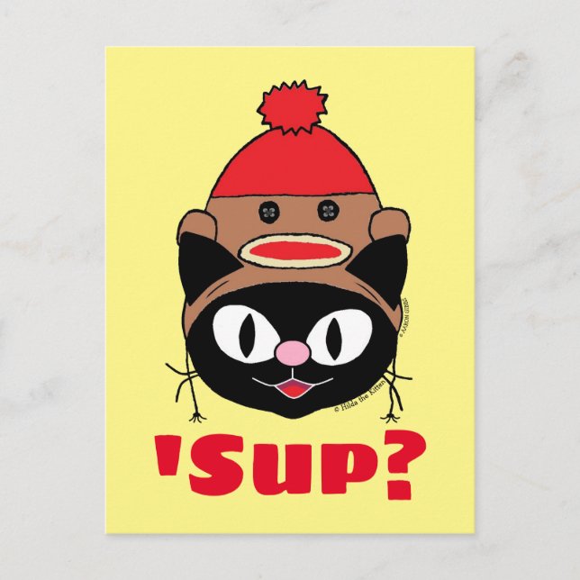 Carte Postale 'Sup? (Qu'est-ce qui se passe) Chapeau de singe en (Devant)
