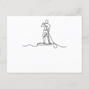 Carte Postale SUP Stand Up Paddel One Line Art