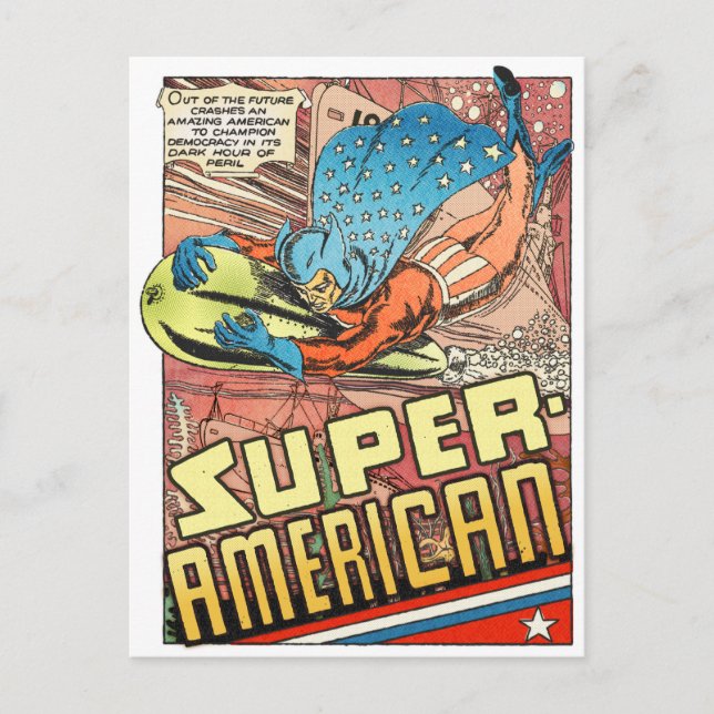 Carte Postale SUPER AMERICAN 1940's PULP COMICS HERO (Devant)