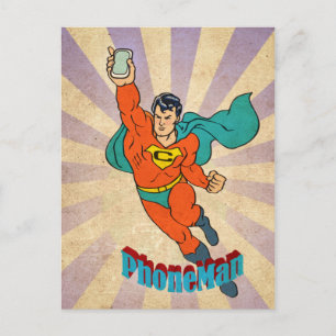 Carte Postale Super Cell Phone Man