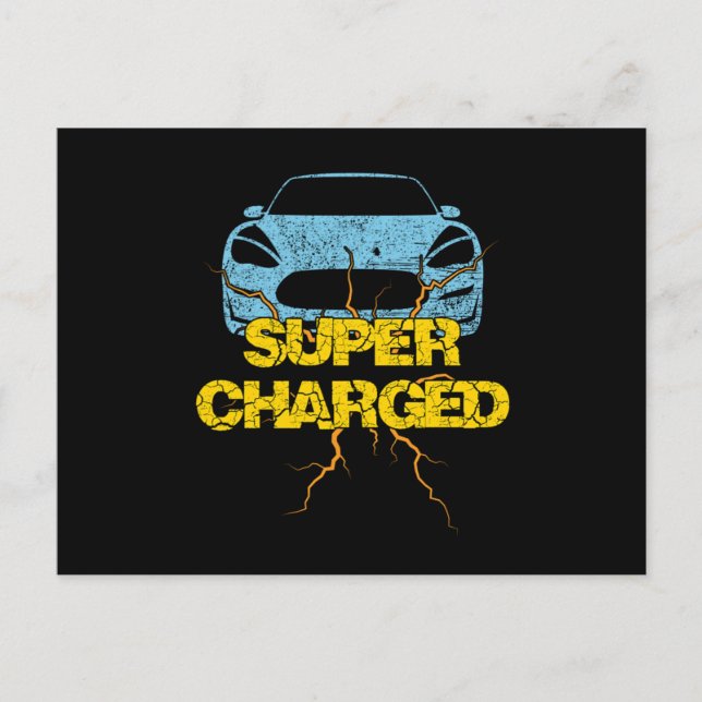 Carte Postale Super Charged Electric Car Automobile Vehicle Gift (Devant)