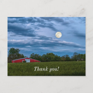 Carte Postale Super Flower Moon Au-Dessus D'une Grange Merci