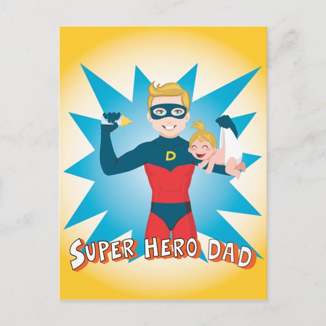 Carte Postale Super Hero Papa (Devant)
