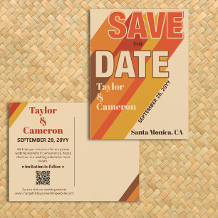 Carte Postale Super Long Shadow Typographie Orange Brown Mariage