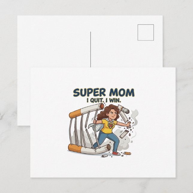 Carte Postale Super Maman Succès du Sevrage du Tabac (Devant / Derrière)