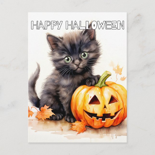 Carte Postale Super mignonne Little Halloween Kitten (Devant)