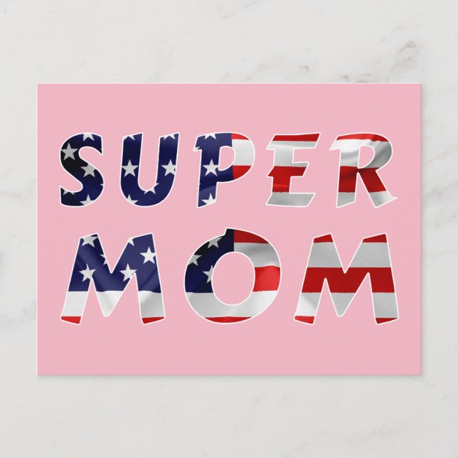 Carte Postale Super Mom and the American Flag (Devant)