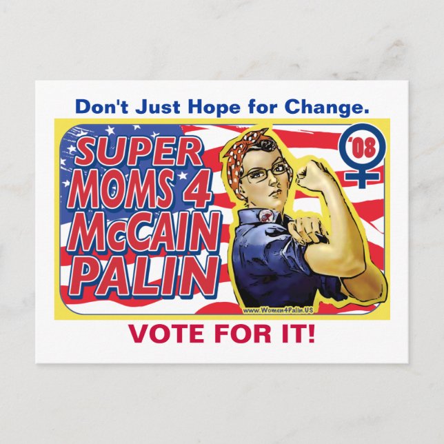 Carte Postale Super Moms pour McCain Palin (Devant)