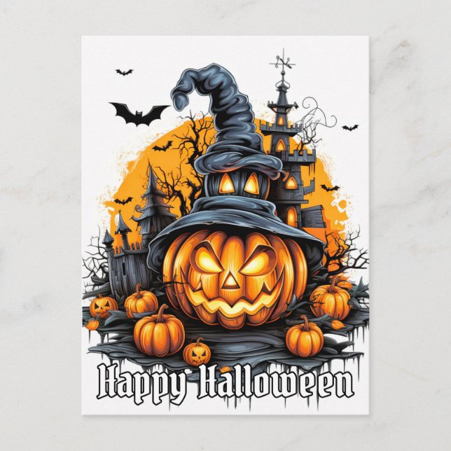 Carte Postale Super Nefarious Happy Citrouille d'Halloween (Devant)