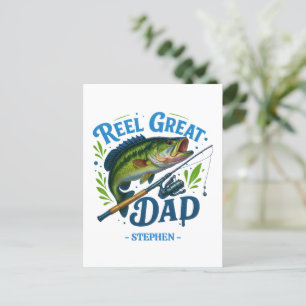 Carte Postale Super Papa Pêcheur – Canne à Pêche et Poisson
