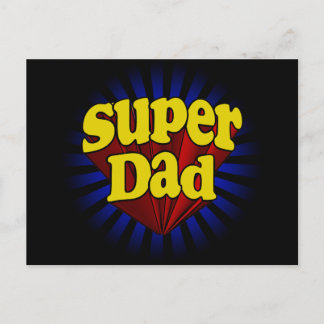 Carte Postale Super Papa, Superhero rouge/jaune/bleu