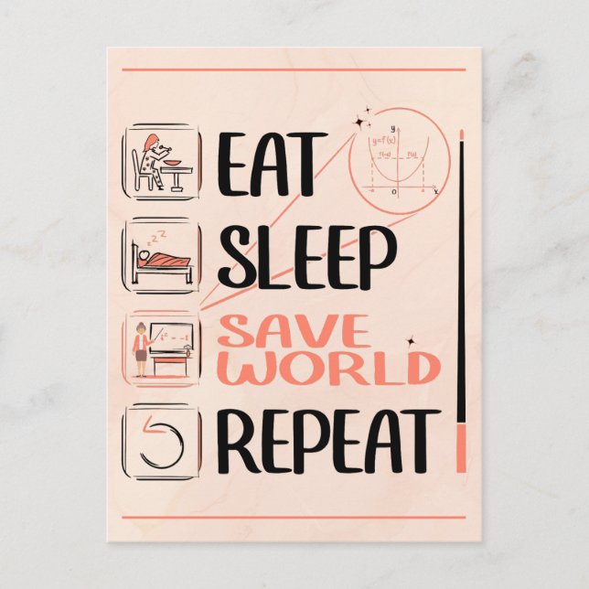 Carte Postale Super professeur de mathématiques sauve le monde.  (Devant)