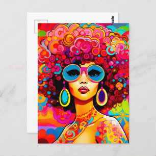 Carte Postale Super Retro Chic Floral Pop Art