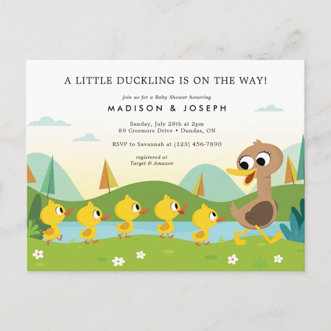 Carte Postale Super simple | 5 Baby shower Little Ducks (Devant)