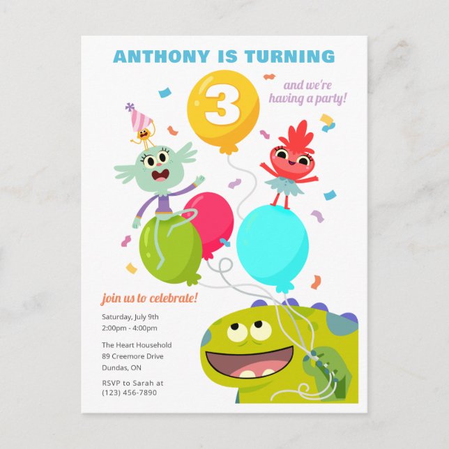 Carte Postale Super Simple | Anniversaire Confetti de Rhymington (Devant)