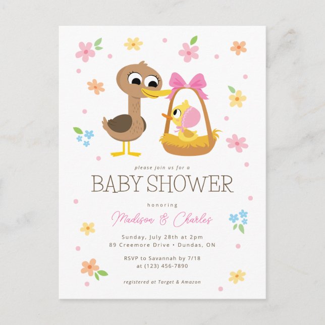 Carte Postale Super Simple | Fête de Naissance Bébé Fille 5 Peti (Devant)
