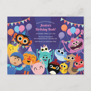 Carte Postale Super Simples Personnages Fête d'anniversaire