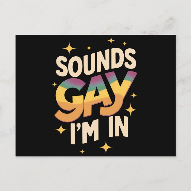 Carte Postale Super Sounds Gay I'm In LGBT Rainbow Pride (Devant)