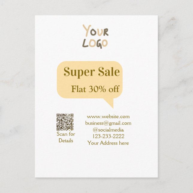 Carte Postale super vente affaires réduction scan code QR détail (Devant)