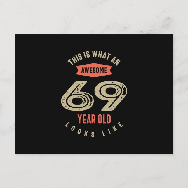 Carte Postale Superbe 69 ans Anniversaire Cadeau Funny 69e (Devant)