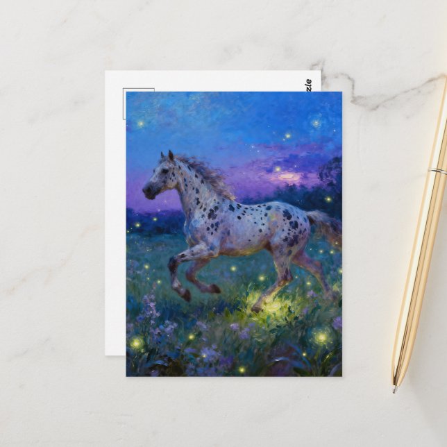 Carte Postale Superbe Appaloosa Année du Cheval  (Devant/Arrière en situation)