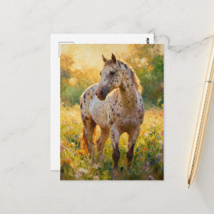 Carte Postale Superbe cheval Appaloosa dans la prairie 