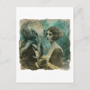 Carte Postale Superbe dame vintage et un Kraken en costume