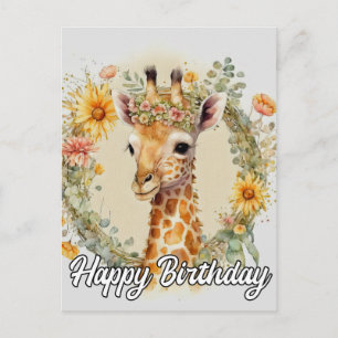 Carte Postale Superbe girafe mignon   Joyeux Anniversaire
