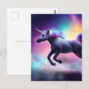Carte Postale Superbe licorne violette