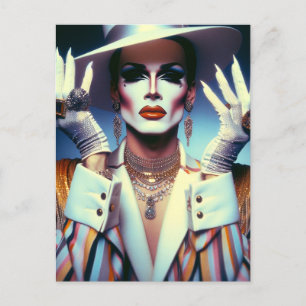 Carte Postale Superbe Reine Drag en bandes colorées