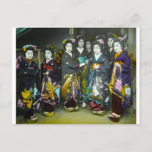 Carte Postale Superbe Vintage Geisha Japon Diapositive de lanter