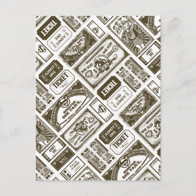 Carte Postale Supergirl Admit One Pattern Brown (Devant)