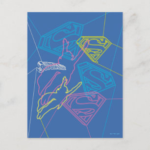 Carte Postale Supergirl and Logo Colored Outlines