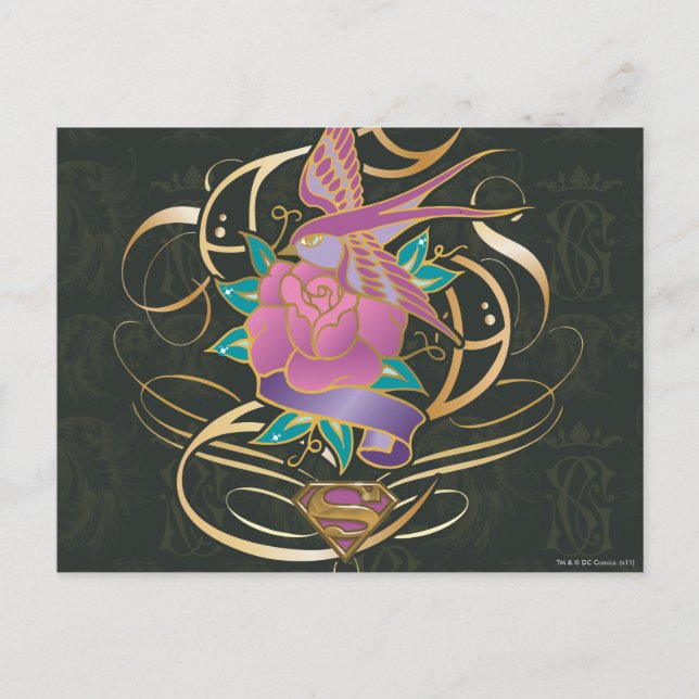 Carte Postale Supergirl Bird et Flower (Devant)