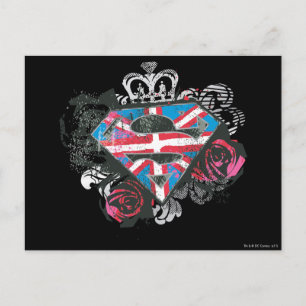 Carte Postale Supergirl British Drapeau et Roses