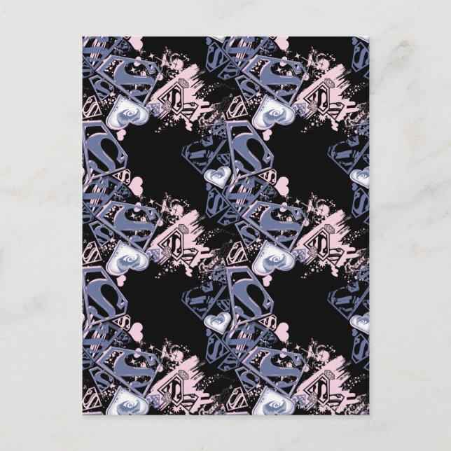 Carte Postale Supergirl Pink and Purple Pattern (Devant)