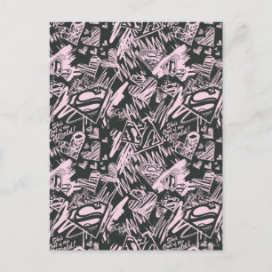 Carte Postale Supergirl Pink et Black Scribbles