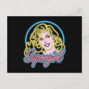 Carte Postale Supergirl Retro Neon Lights Graphic