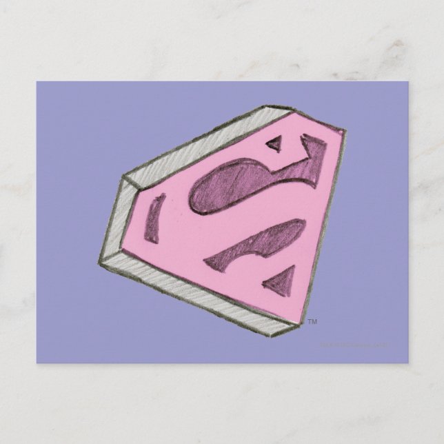 Carte Postale Supergirl Sketched Pink Logo (Devant)