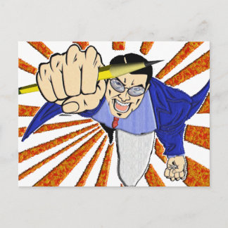 Carte Postale Superhero avec crayon