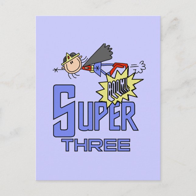 Carte Postale Superhero Girl 3e Anniversaire Tshirts et cadeaux (Devant)
