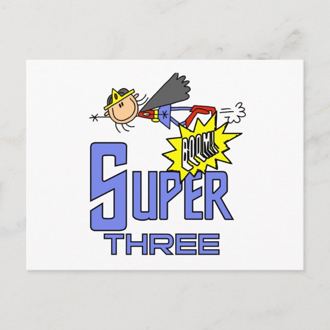 Carte Postale Superhero Girl 3e Anniversaire Tshirts et cadeaux (Devant)