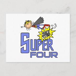 Carte Postale Superhero Girl 4th Birthday Tshirts et cadeaux