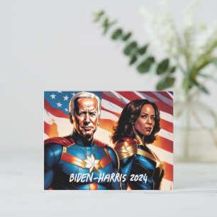 Carte Postale Superhero Joe Biden et Kamala Harris