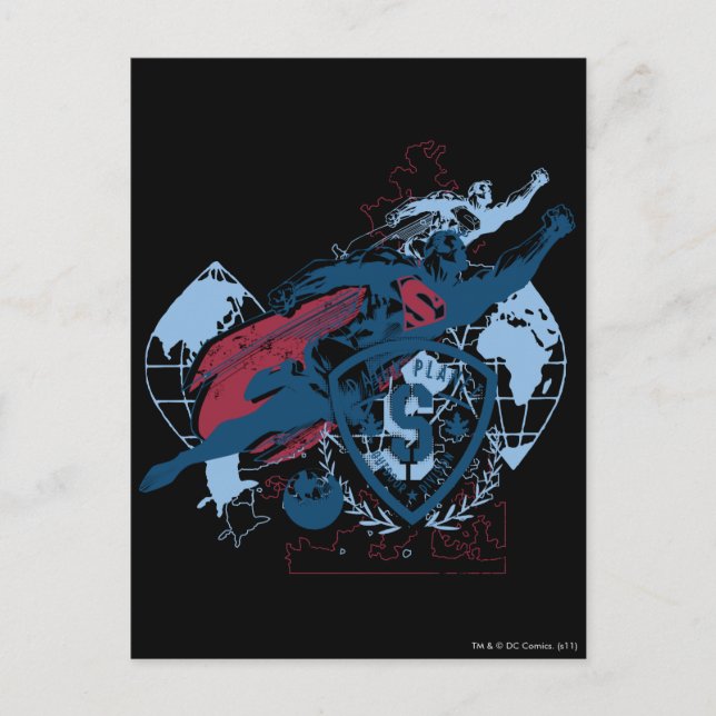 Carte Postale Superman and Map (Devant)