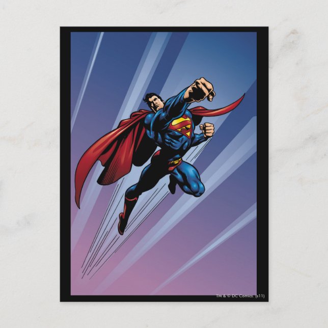 Carte Postale Superman avec des traînées lumineuses (Devant)
