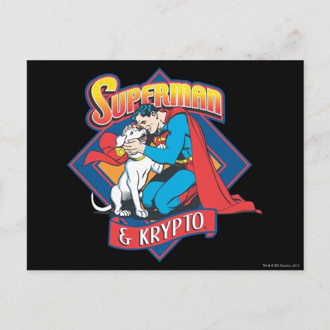 Carte Postale Superman avec Krypto (Devant)