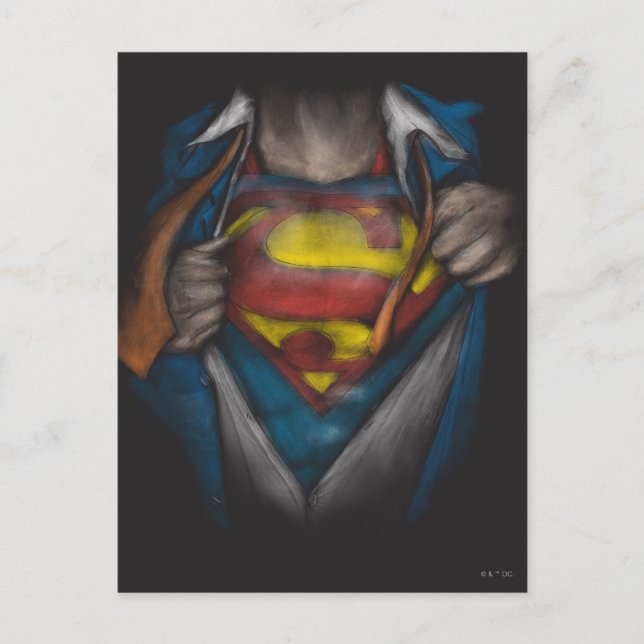 Carte Postale Superman | Esquisse de révélation de la poitrine c (Devant)